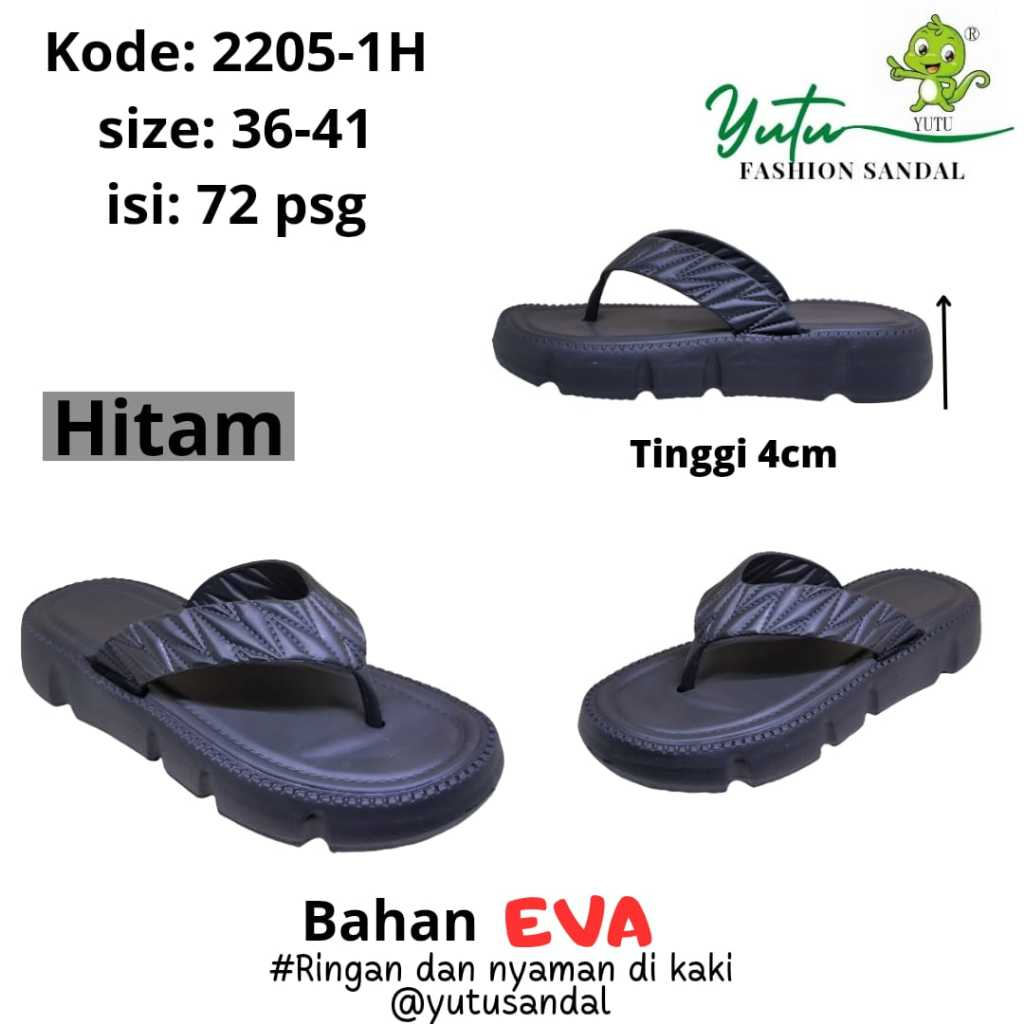 Sandal Jepit Wanita Dewasa Hitam Polos Sendal Jepit Simple Anti Slip Kekinian Murah Size 36-41 2205-1H