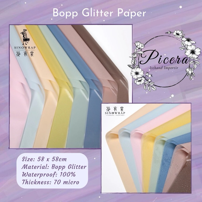 

Flower Wrapping Paper Korean Solid Pastel Glitter Silver Shiny Glow Semi Transparant Cellophane Waterproof Kertas Bungkus Pembungkus Bouquet Bucket Bunga Ala Korea Blink Meling Anti Air