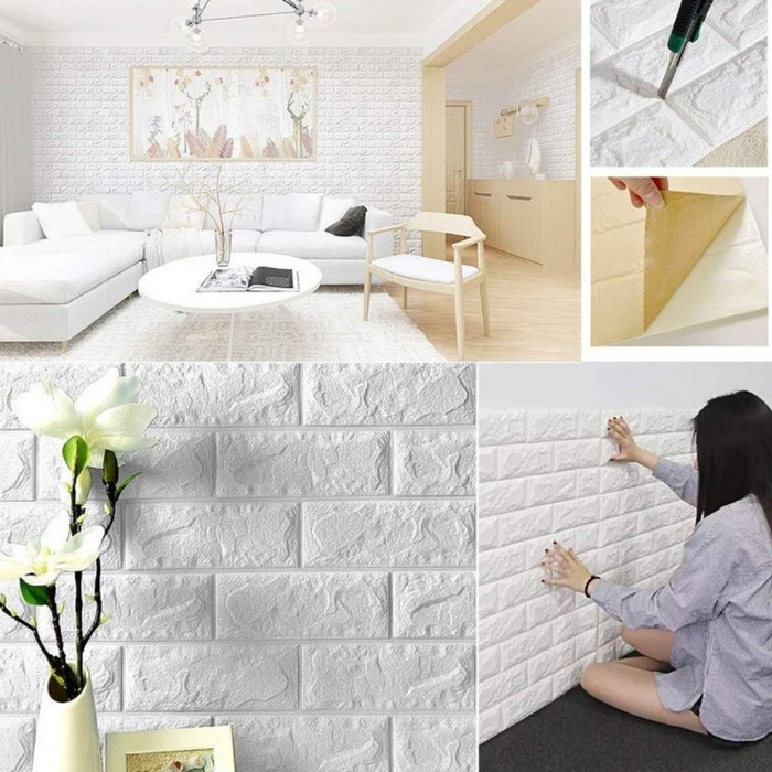 BUKABELI COD Wallpaper Dinding Foam 3D Kecil Motif Batu Bata / walpaper dinding Foam U96