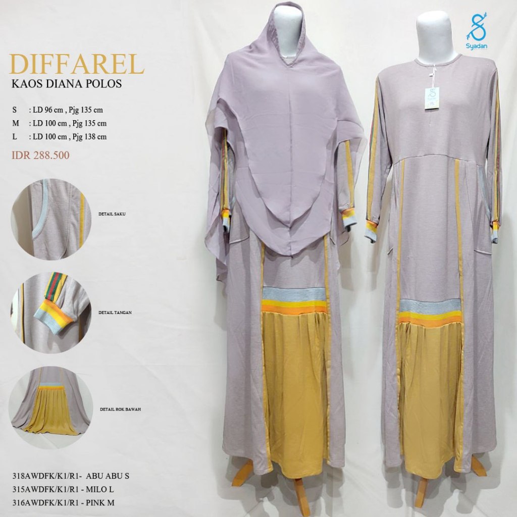 Gamis Kaos Polos Daily Premium| Gamis Terbaru Kekinian | Gamis Kaos Polos Diana By Diffarel Set Jilb