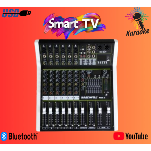MIXER AUDIO HARDWELL PMR 6 / PMR-6 / PMR6 6 CHANNEL DSP EFFECT WITH REVERB GARANSI RESMI HARDWELL