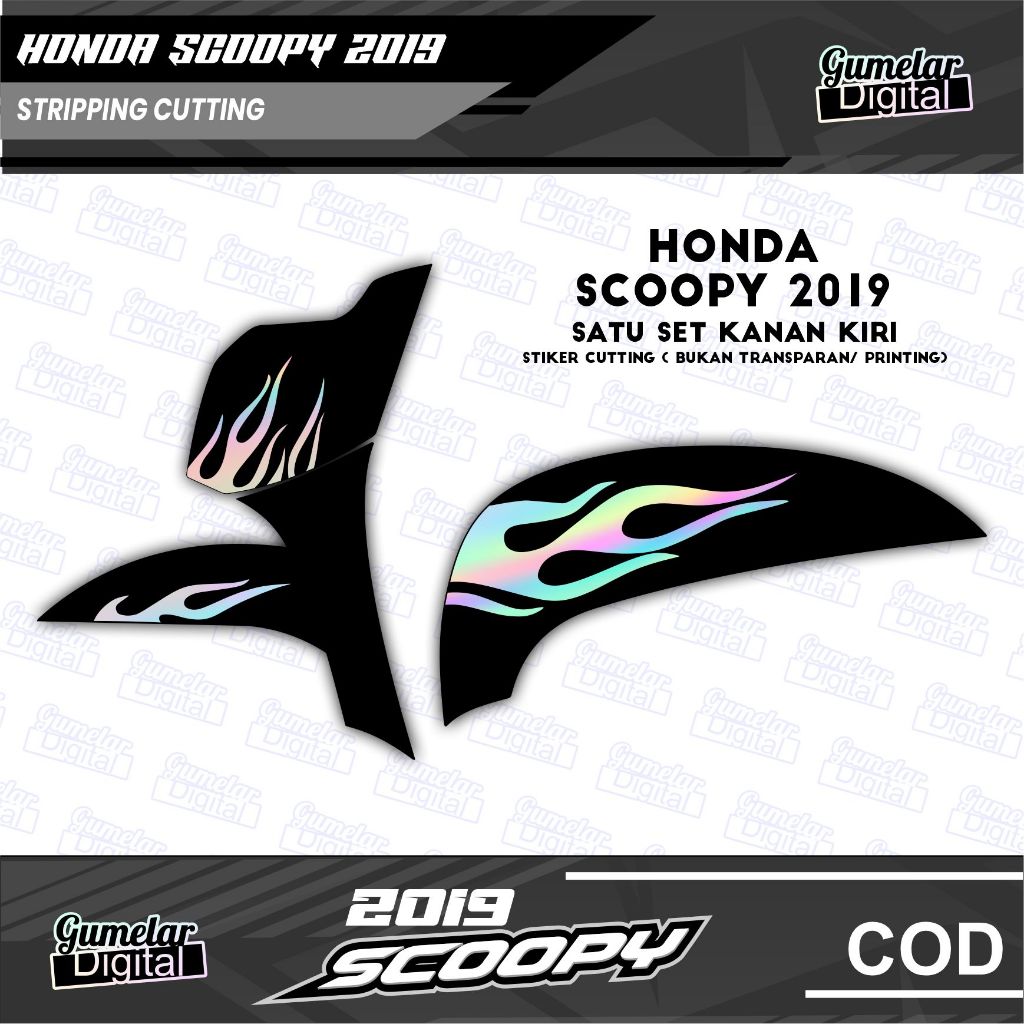 CUTTING STIKER STRIPING HONDA SCOOPY 2019 DESIGN API HOT WHEELS