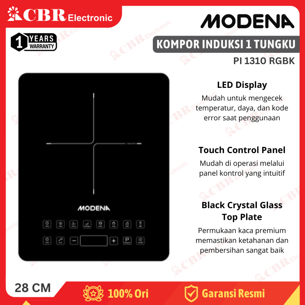 Kompor Induksi Portable MODENA 1 Tungku PI 1310 RGBK