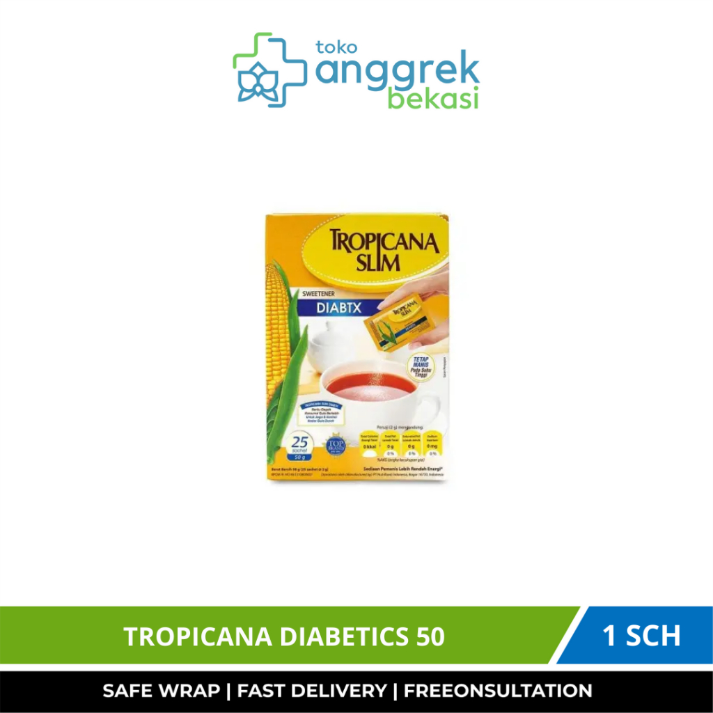 

TROPICANA DIABETICS ISI 50 SACHET / PENGGANTI GULA PEDERITA DIABETES/GULA RENDAH KALORI/GULA DIABET