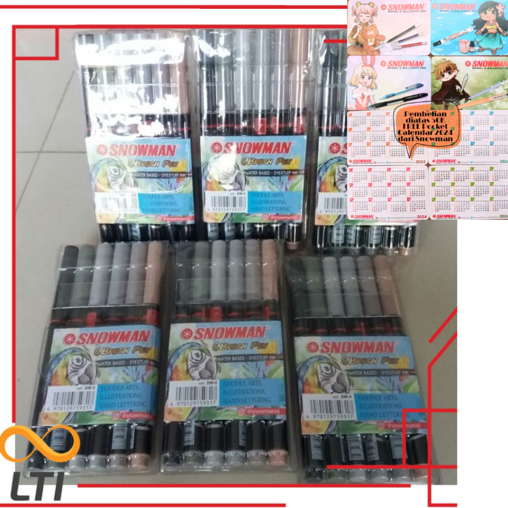 

Snowman Brushpen Isi 6 Warna Brush Pen Grayscale BM-6 - HEMAT