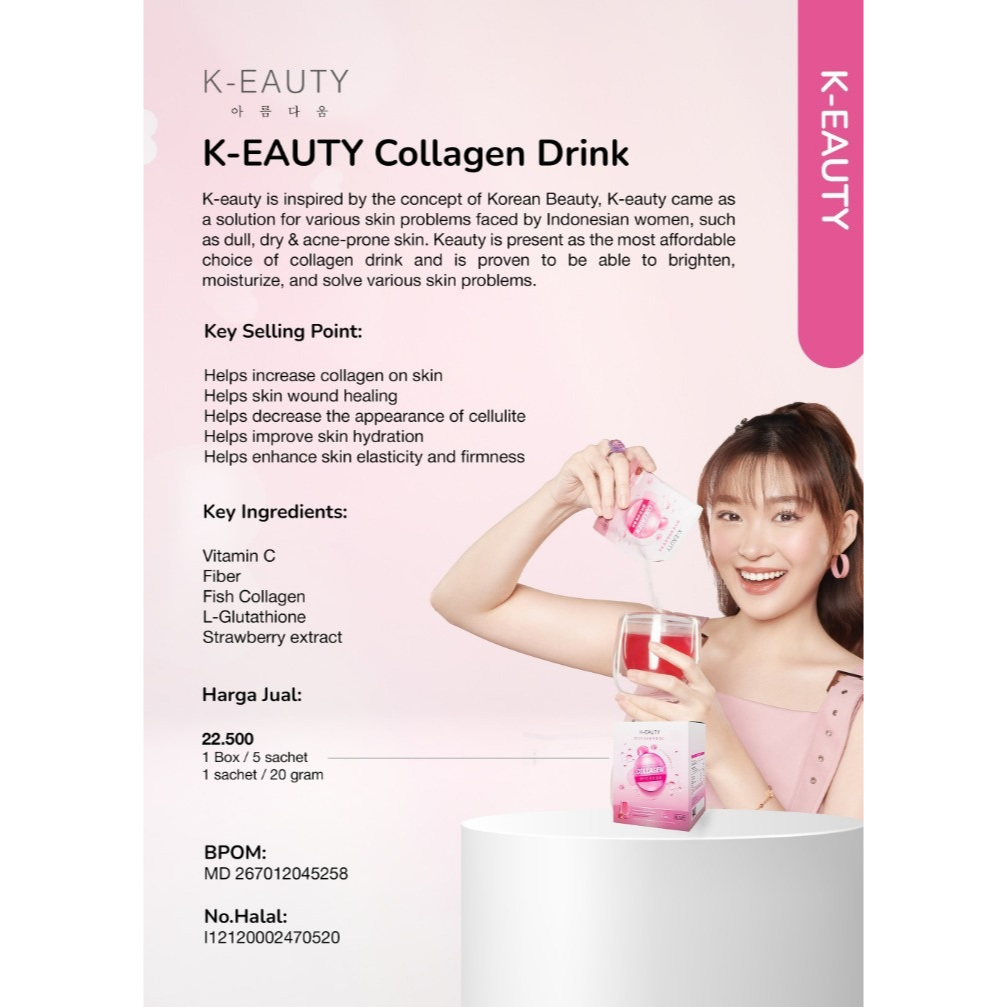 

K-EAUTY Minuman Serbuk rasa Jeruk dan Strawberry / keauty minuman serbuk kolagen dan vitamin c / minuman collagen