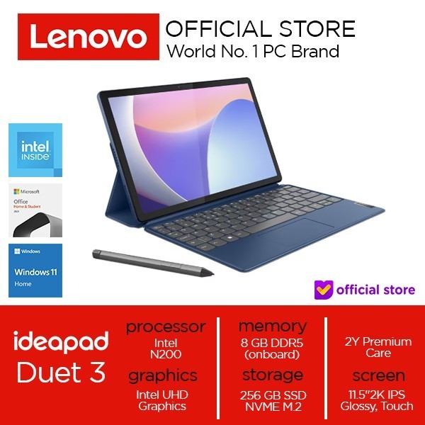 Lenovo IdeaPad Duet 3i 11IAN8-82XK002XID /Intel N200/8GB/256GB/win11/Ohs2021