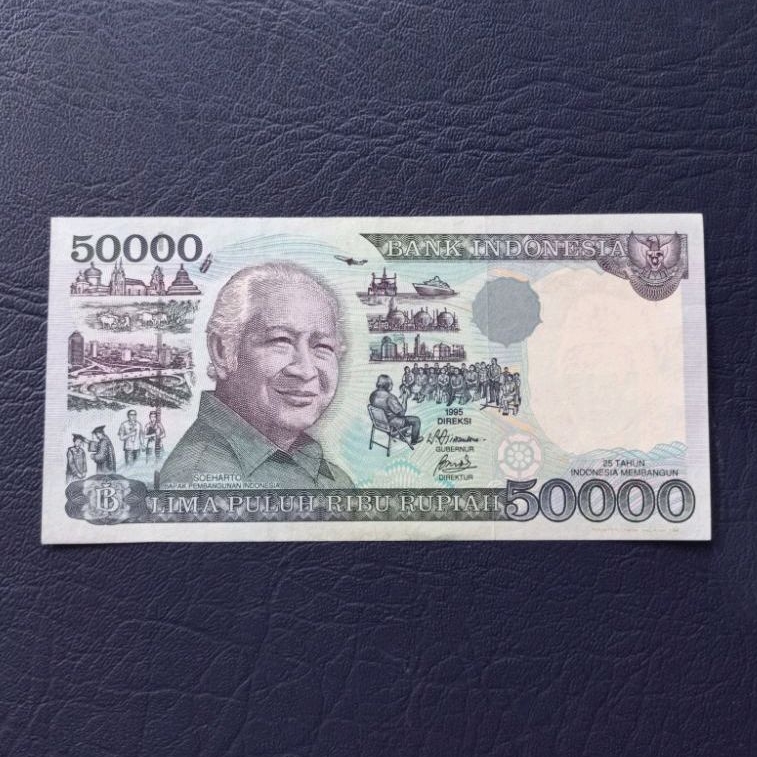 Uang Kertas Kuno 50000 Rupiah Soeharto tahun 1995