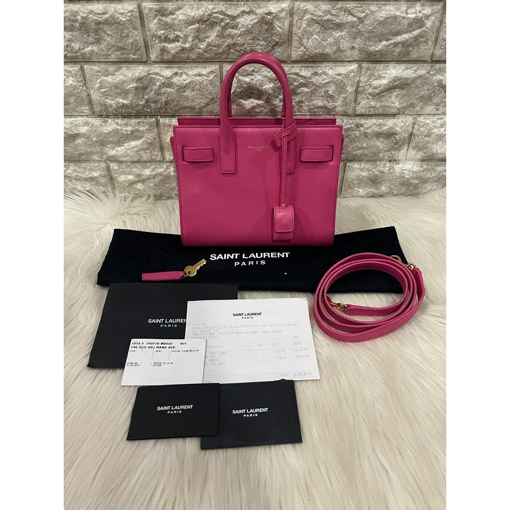 YSL Sac SDJ Nano Pink GHW 2014 Tas Wanita Authentic Bag Branded Original Preloved