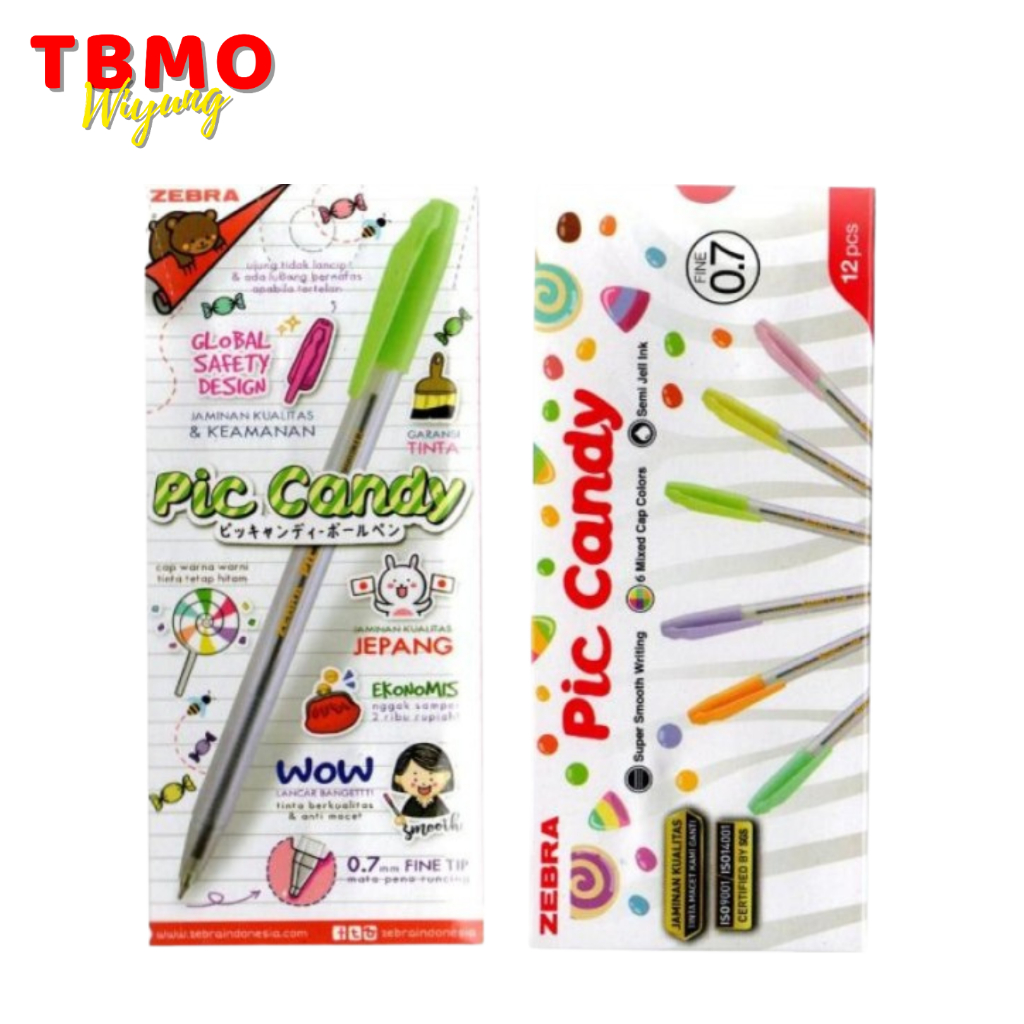 

TBMO Bolpen / Pulpen Piccandy 0.7 Black Per Pack Isi 12 pcs