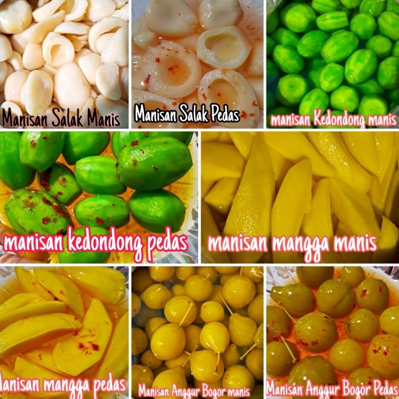 

Grosir!! Manisan Buah Segar/Asinan Buah Basah(Salak,Mangga,kedondong,Anggur Bogor) berat -+350 gr q9kst