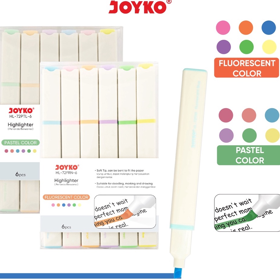 

Diskon Penanda Berwarna Highlighter Joyko HL-72FRN ~ 72PTL 6 Warna