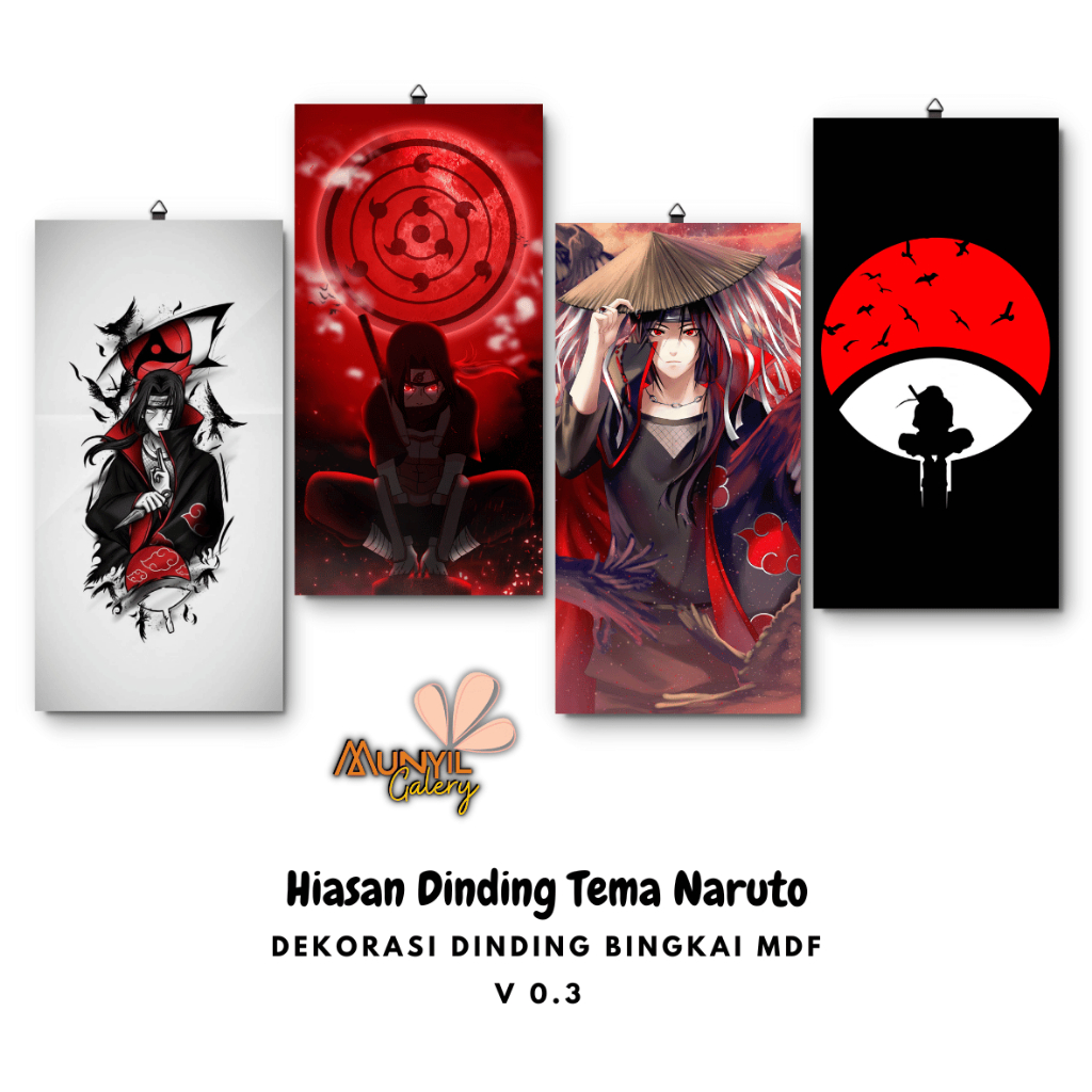 Munyil Galery / Itachi / Dekorasi Dinding Itachi Bingkai MDF / Hiasan Dinding Itachi / Naruto / Paja