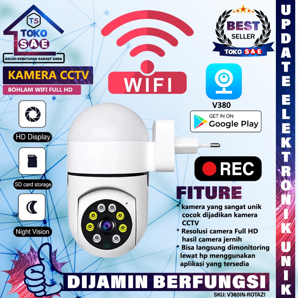 Camera CCTV Lampu Bohlam LED Panoramic Wifi Wireless Z1 Kamera HD Rotasi 360 Derajat APP Control V38
