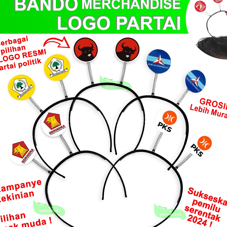bando tuing tuing logo partai custom pemilu 2024 atribut souvenir aksesoris kampanye pilpres caleg p