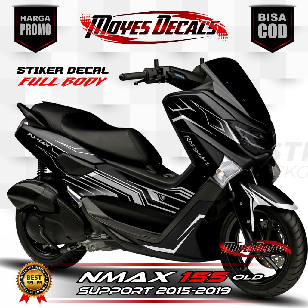 Decal Stiker Yamaha NMAX 155 Old Fullbody - Dekal variasi Nmax Old Full Body Hitam Putih