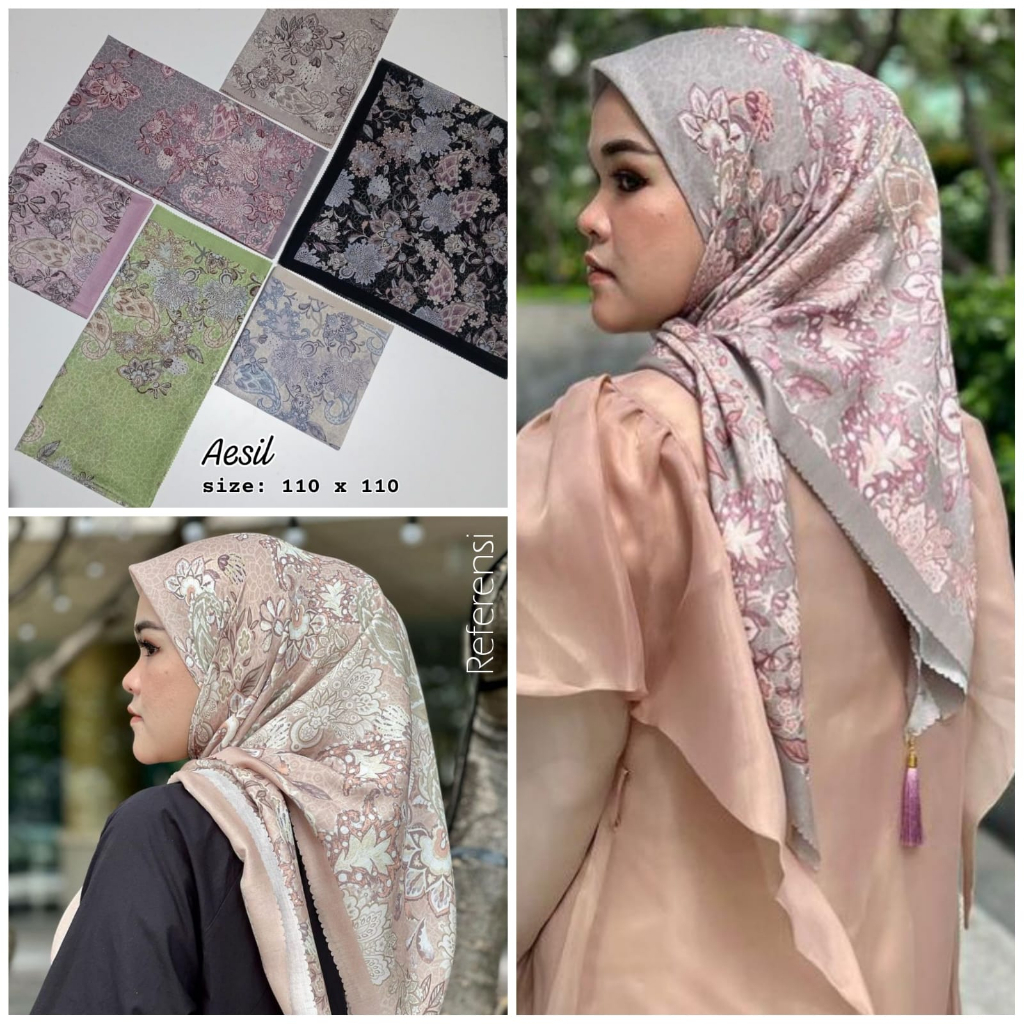 Kerudung Segiempat Denai Voal Motif Premium Terbaru