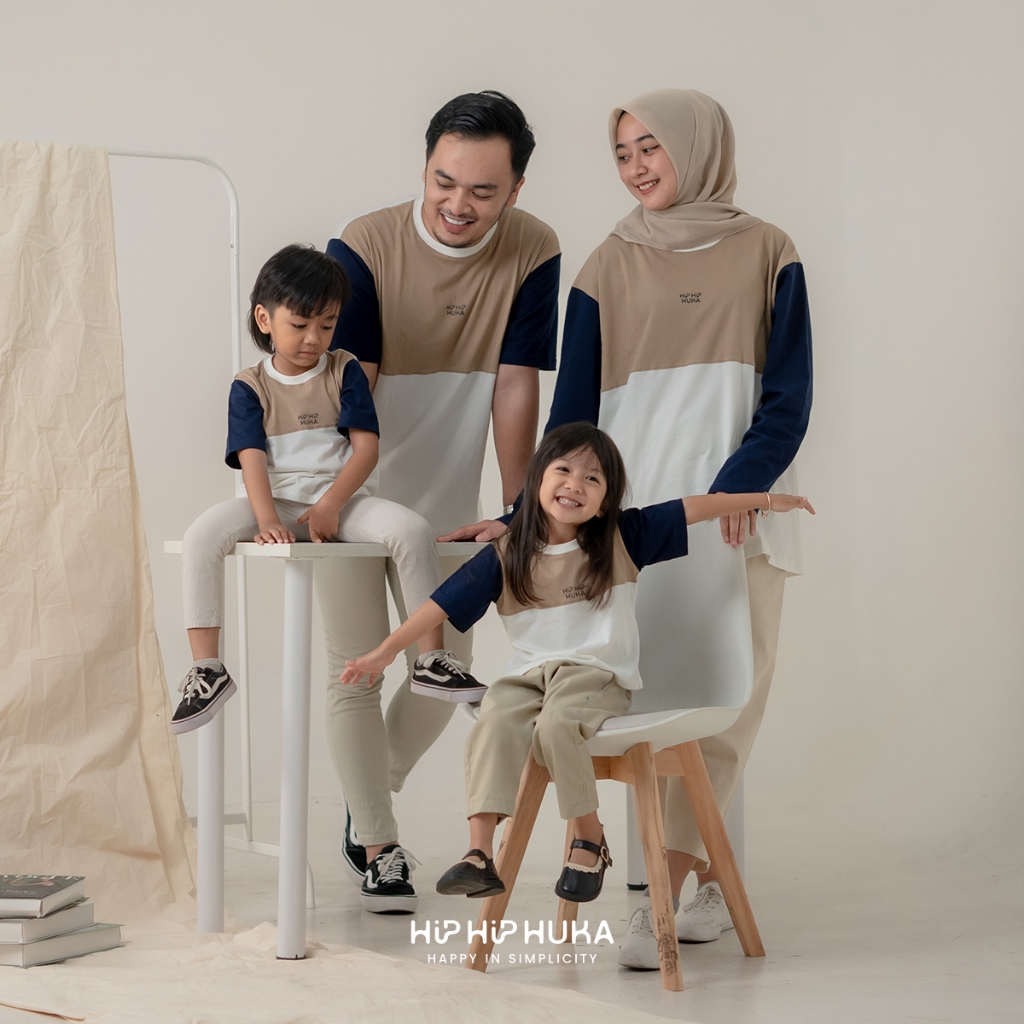 HipHipHuka - Baju Kaos Couple Keluarga Family Set Pakaian Keluarga Polos Kombinasi Hagia Series