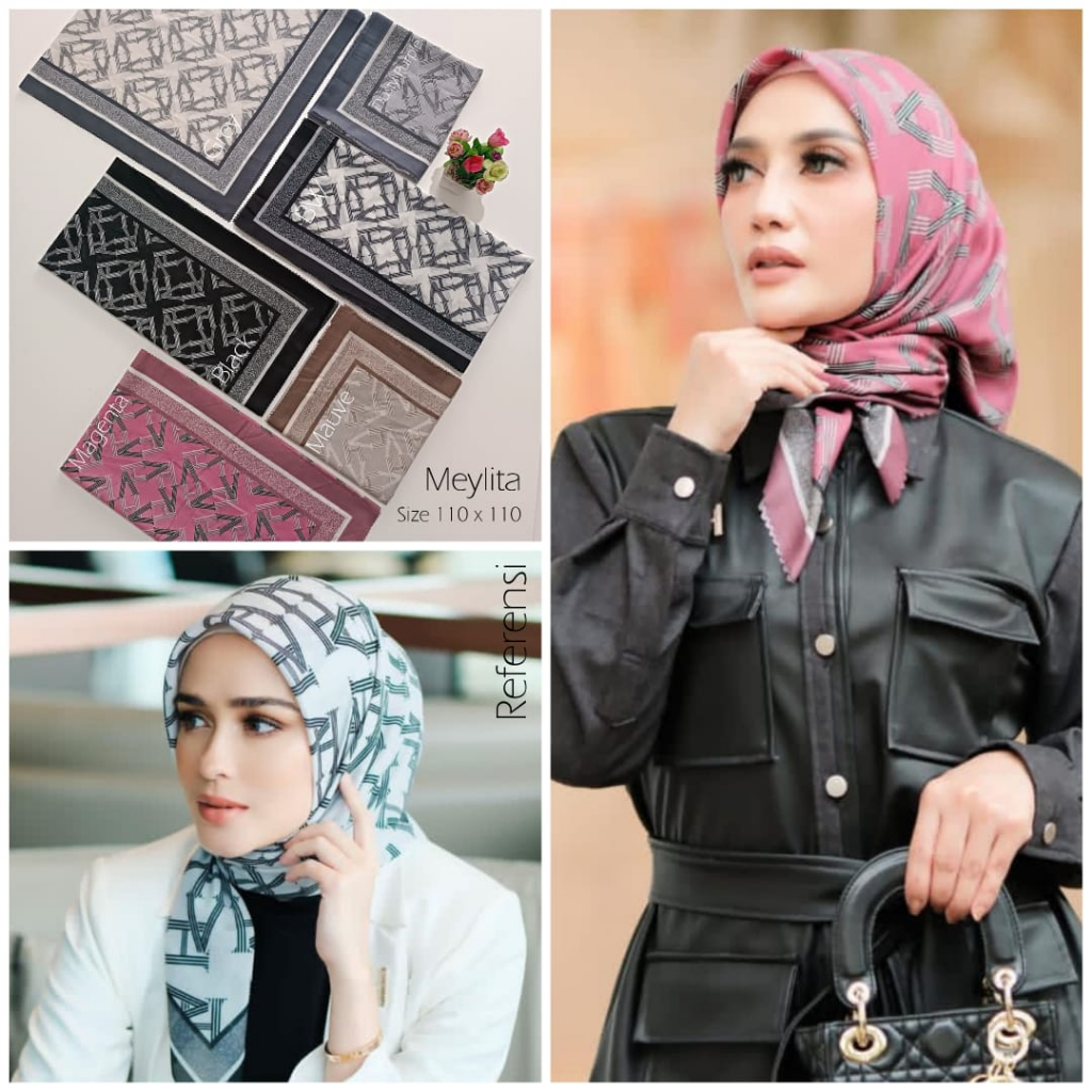 Kerudung Segiempat Denai Voal Motif Premium Terbaru