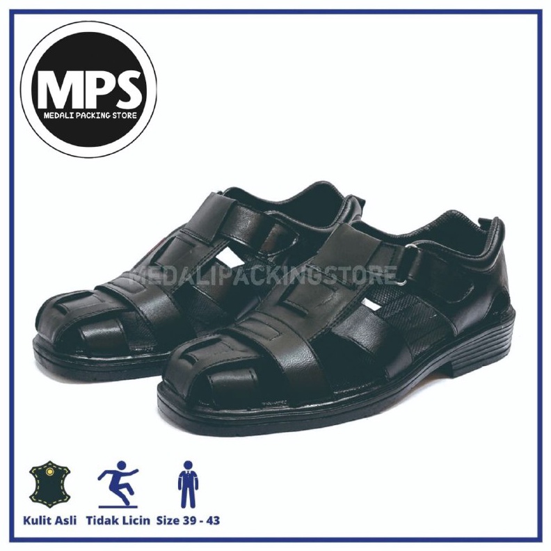 MALL Sepatu Pria Kulit Asli Hitam Lubang Model Jari jari - SJ02 ?