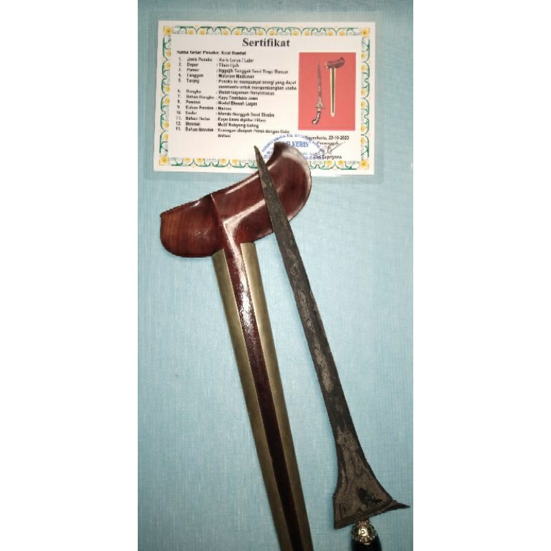 Keris Tilam Sepuh Tua Bersertifikat