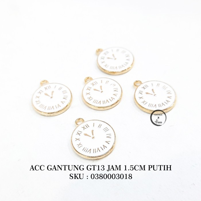 Charm Bandul Jam Aksesoris Anting Gelang Kalung GT 13 PUTIH