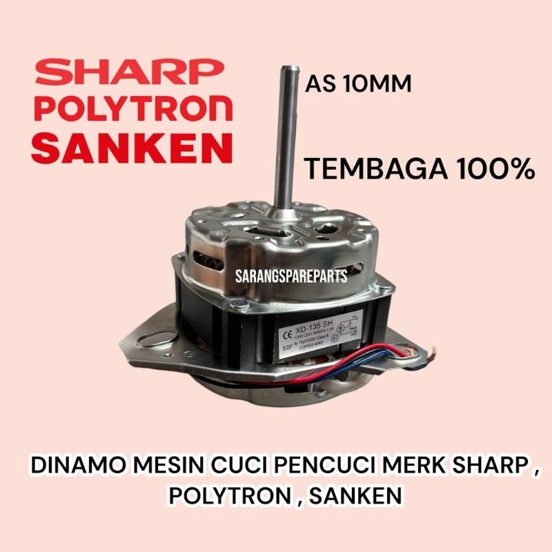 Motor Penggerak Pencuci Mesin Cuci 2 Tabung Komponen Tembaga 135-150 Watt Kompatibel Sharp Polytron