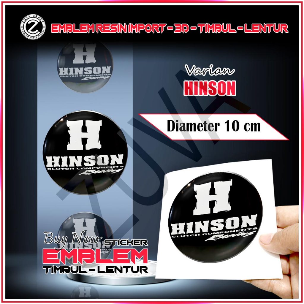 STIKER MOTOR HINSON 3D TIMBUL LENTUR EMBLEM LOGO HINSON