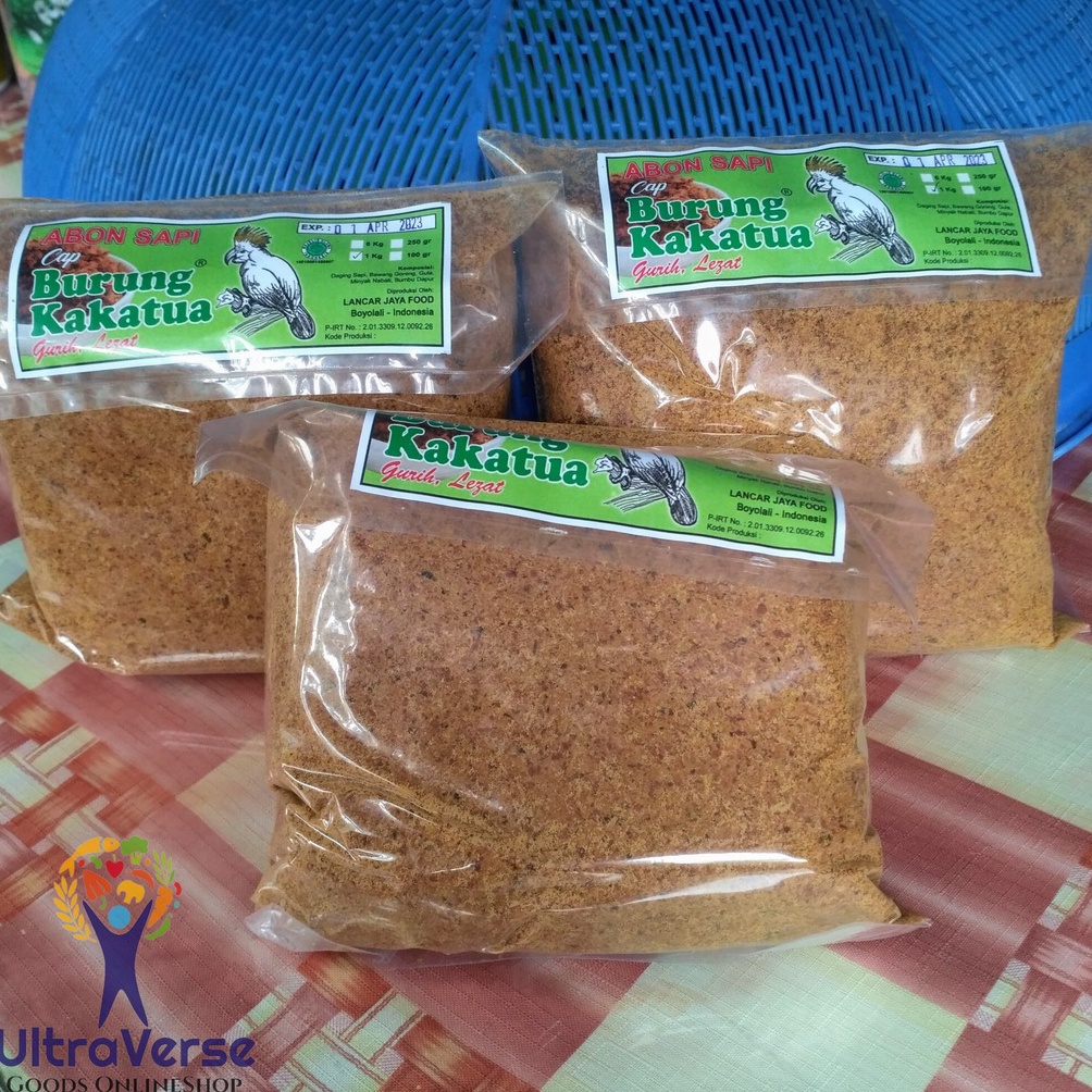 

34 Abon Sapi Cap Kakatua Boyolali 1kg Cap Burung Kakatua Label Hijau Granul Halus Halal Murah hsnpw