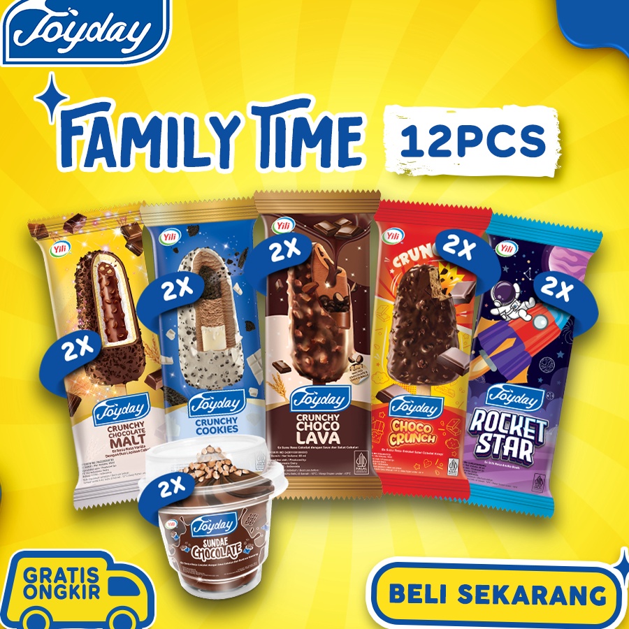 

QYMQ0464 TERMURAH Joyday Ice Cream Package Family Time - Isi 12 pcs Eskrim Mix