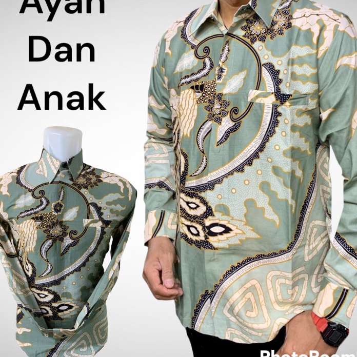 FBKW9439 [PROMO SALE!!!] HS SAGE LEMBUT,Batik couple ayah anak lapisan furing hero warna hijau sage,