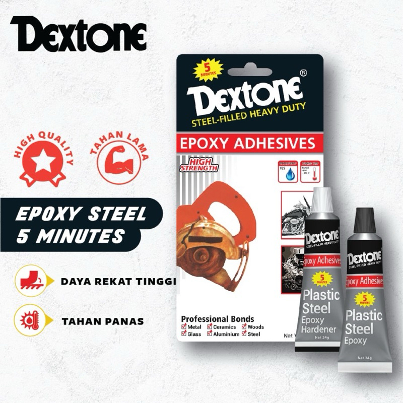 

Lem Besi Dextone 5 Menit 48gr / Lem Besi / Lem Baja / Lem Tembaga / Lem Kayu / Lem Keramik / Lem Plastik