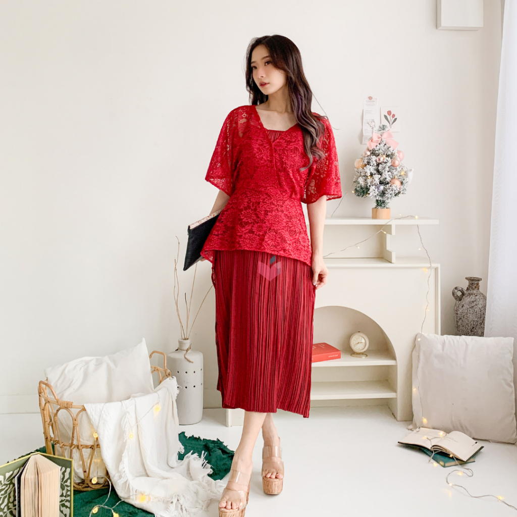 MIMO - Christmas Erlin Brokat Dress | Dress Natal