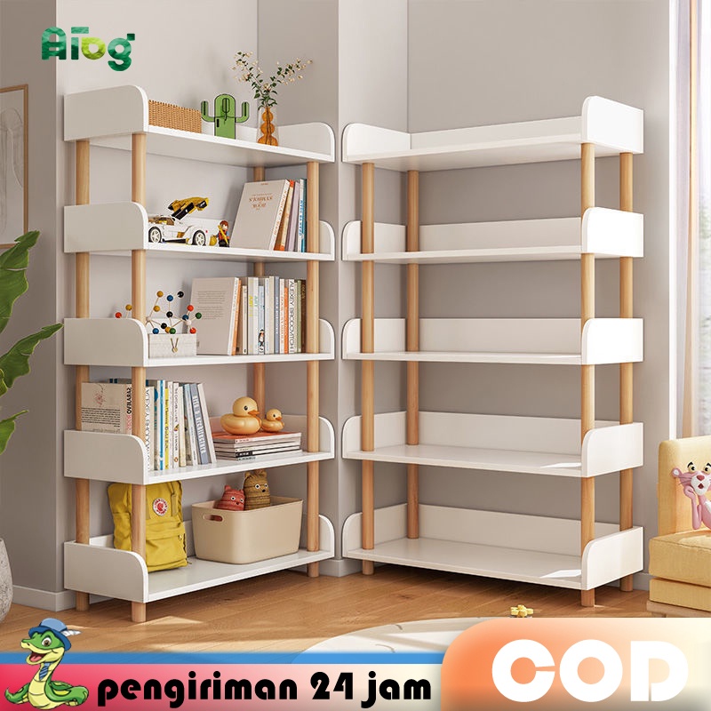 12.12 SALE Rak Buku Minimalis Kayu Serbaguna Susun 6 susun Rak Susun Kayu Penyimpanan Praktis Kamar 