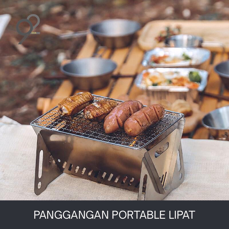 Panggangan Lipat Portable Alat Grill Lipat Rak Panggangan Lipat