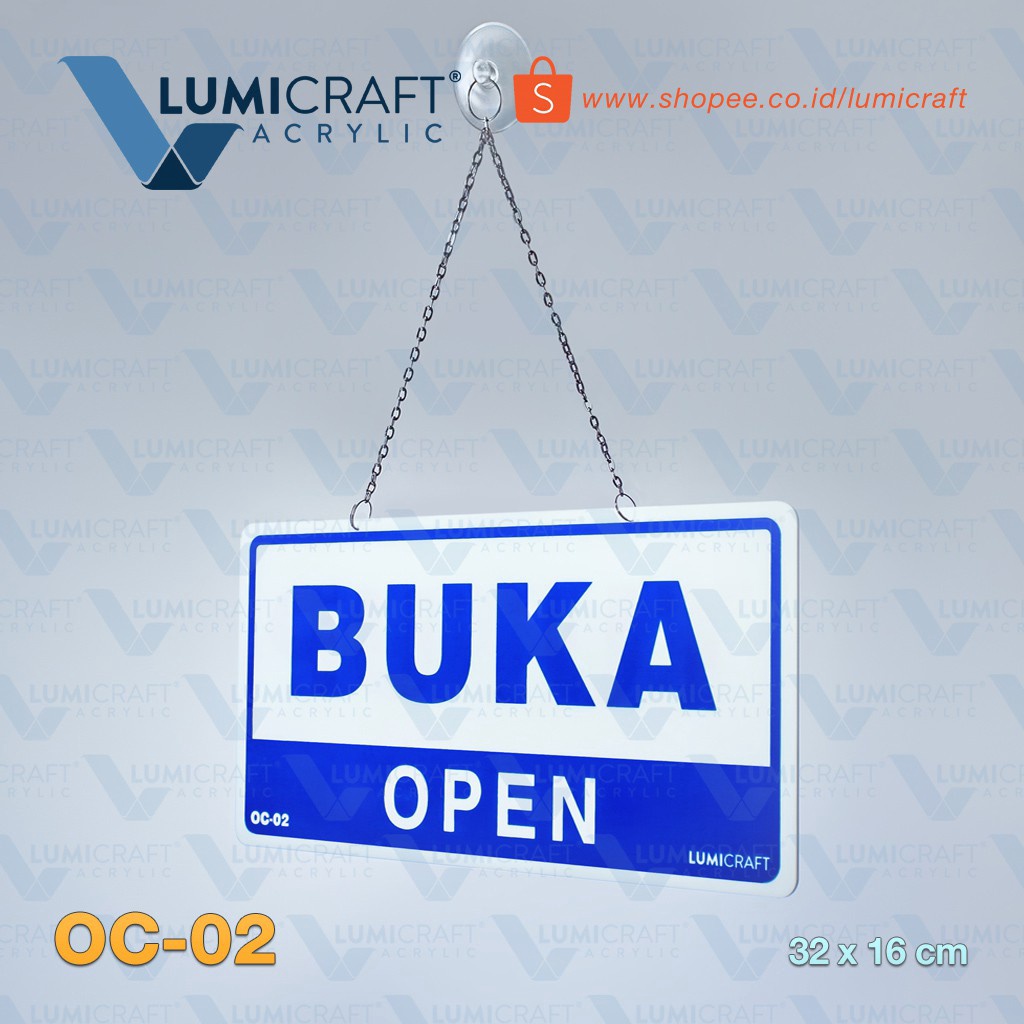 

12.12 STOK READY Buka Tutup / Open Closed Hanging Sign Board Acrylic / Akrilik Bolak-Balik 32 x 16 cm - Lumicraft OC-02 !!
