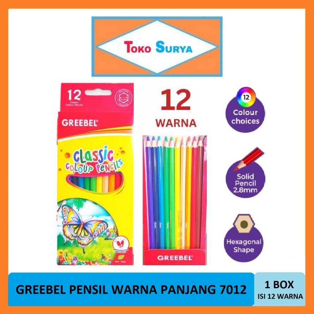 

Pensil Warna Panjang Greebel 7012 Classic Colour Pencils 12 Warna