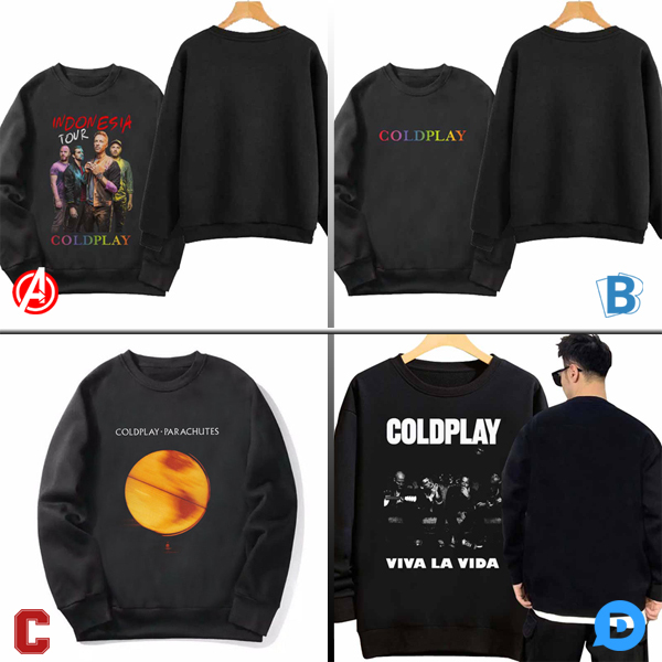 Sweater Coldplay Band Crewneck Sweatshirt Casual Bahan Katun