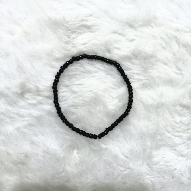 Gelang manik manik hitam polos | Tali elastis