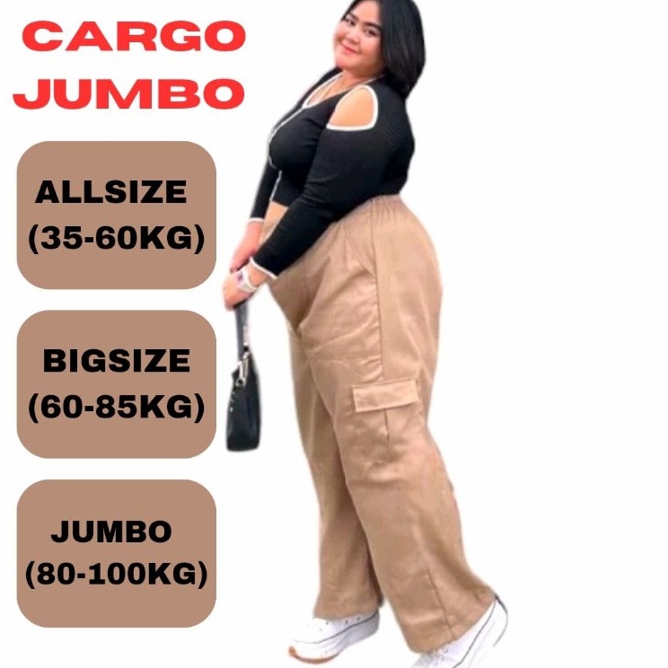 Sabet Promo Celana Cargo Wanita Jumbo Highwaist Premium- Cargo Wanita BIG SIZE JUMBO - Kulot Cargo J