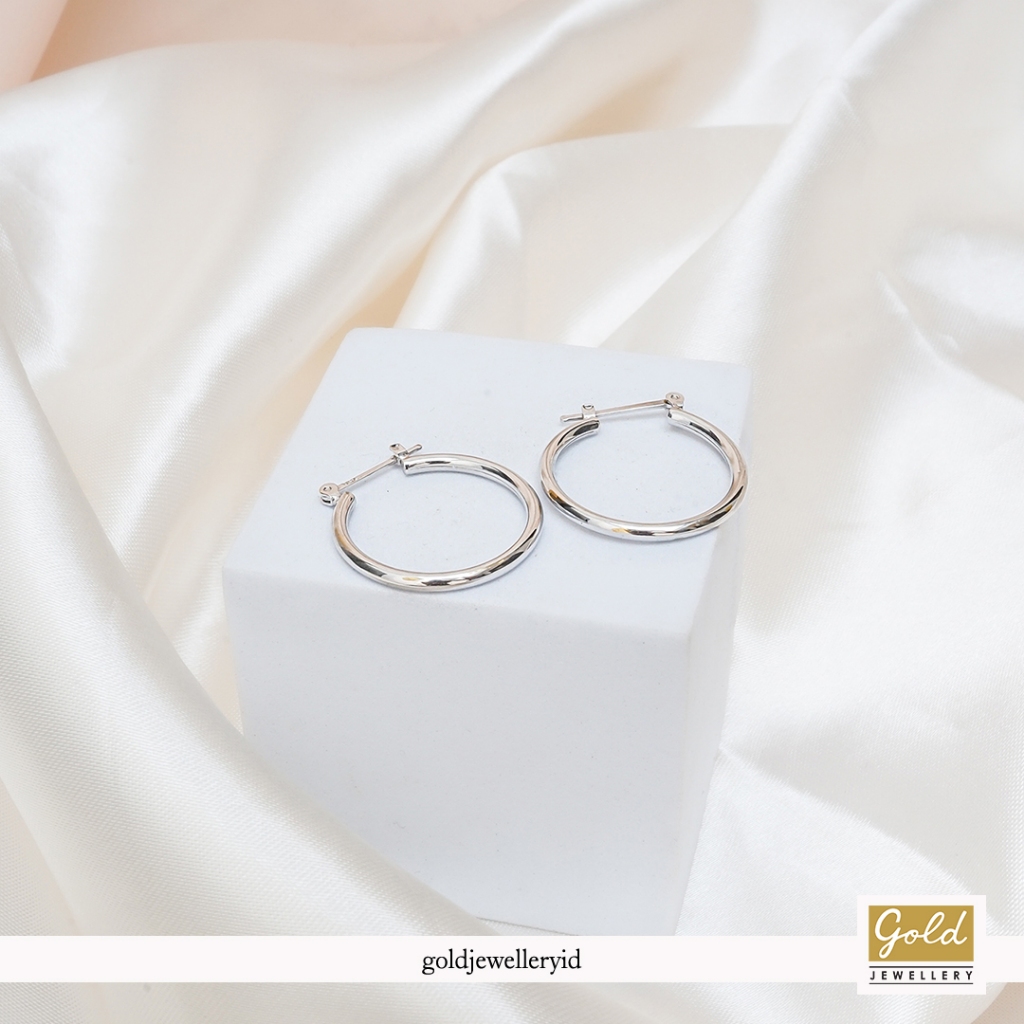 Anting emas putih kadar 750 17k - PA26112300 - model lingkaran bulat