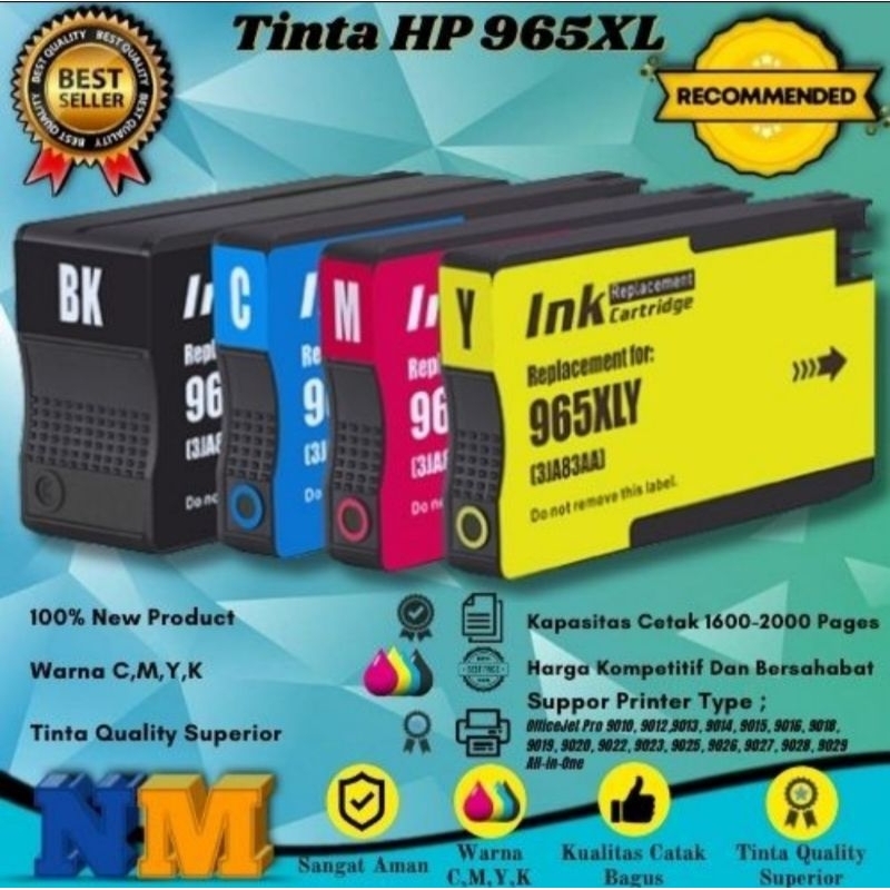 Tinta Compatibel HP 965 XL 965 for Printer Hp Officejet Pro 9010 9018 with chip - 1 set