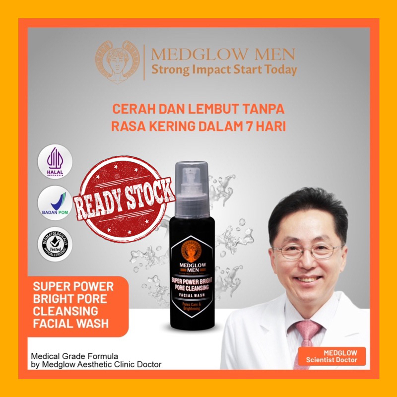 We Are BackMEDGLOW MEN Super Power Bright Pore Cleansing Facial Wash  BPOM HALAL | SABUN PEMBERSIH W