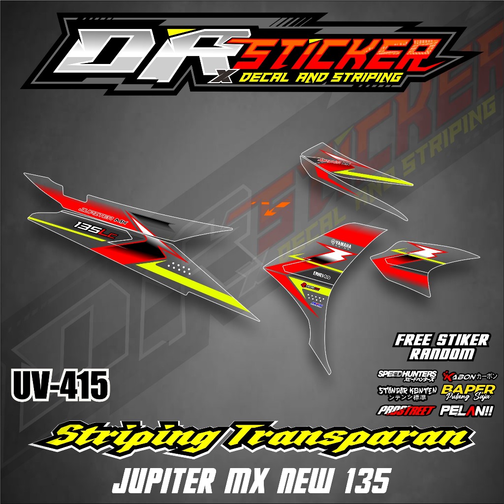sticker viral!!! striping transparan sticker list body motor  jupiter mx new 135 new desain sudah di