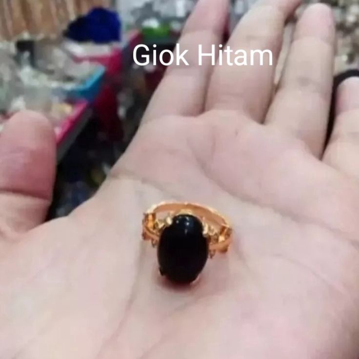 Cincin Dewasa Batu Giok Hitam