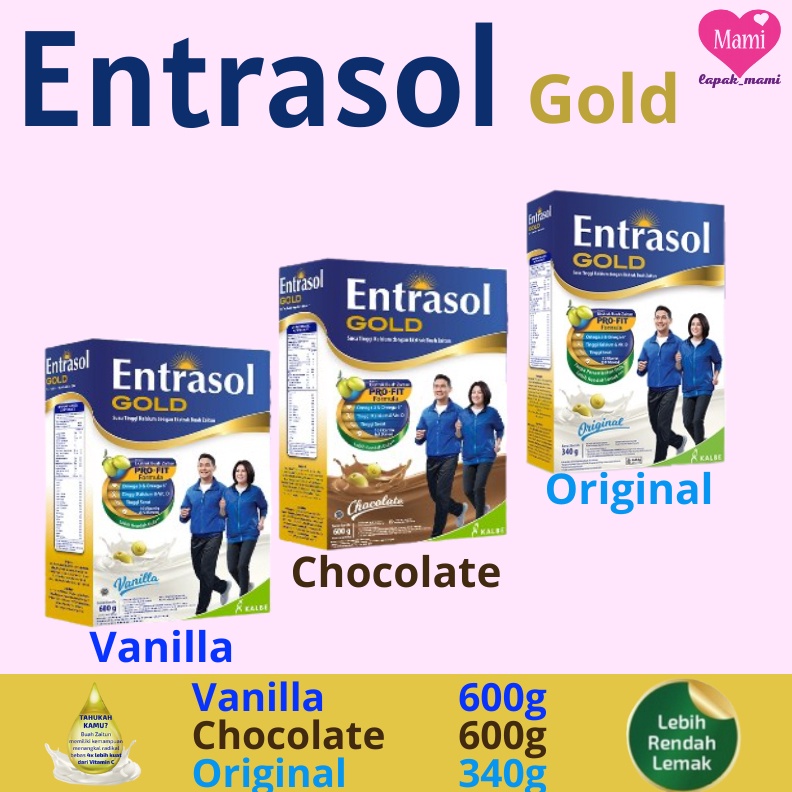 

12.12 Fasion sale Entrasol Gold Vanila Coklat 600g Original 340g Susu Tinggi Kalsium Dengan Pro-fit Formula Untuk Tulang Lebih Kuat !!!