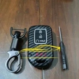 Cover Casing kunci Carbon Honda CRV turbo 3 tombol / Case Remote Carbon CRV turbo