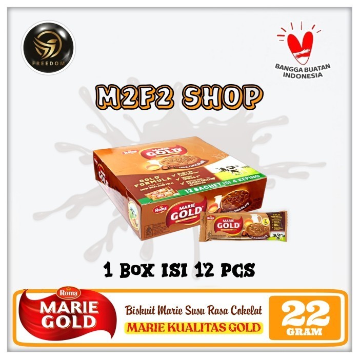 

Roma Biskuit Marie Gold Omega 3 Milk Chocolate | Cokelat Sachet - 22 gr (Kemasan 1 Box)