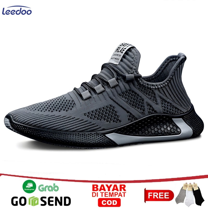 	 Leedoo Sepatu Sneakers Pria Joging Sepatu Tali Fashion Kasual Sneakers Running Sport Olahraga Shoes MR126	