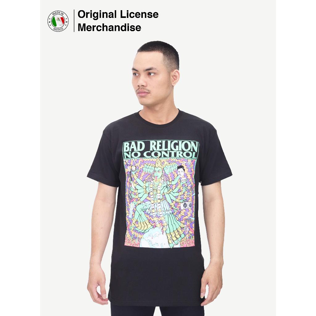 Kaos Baju Pendek Hitam Pria Wanita Band Musik BAD RELIGION Ori Kozik No Control